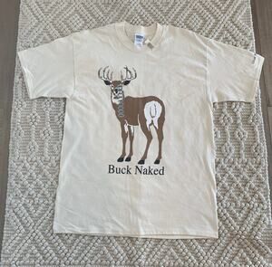 Gilden Heavyweight Cotton Great Wolf Lodge Buck Naked Whitetail Deer Tee L NWT